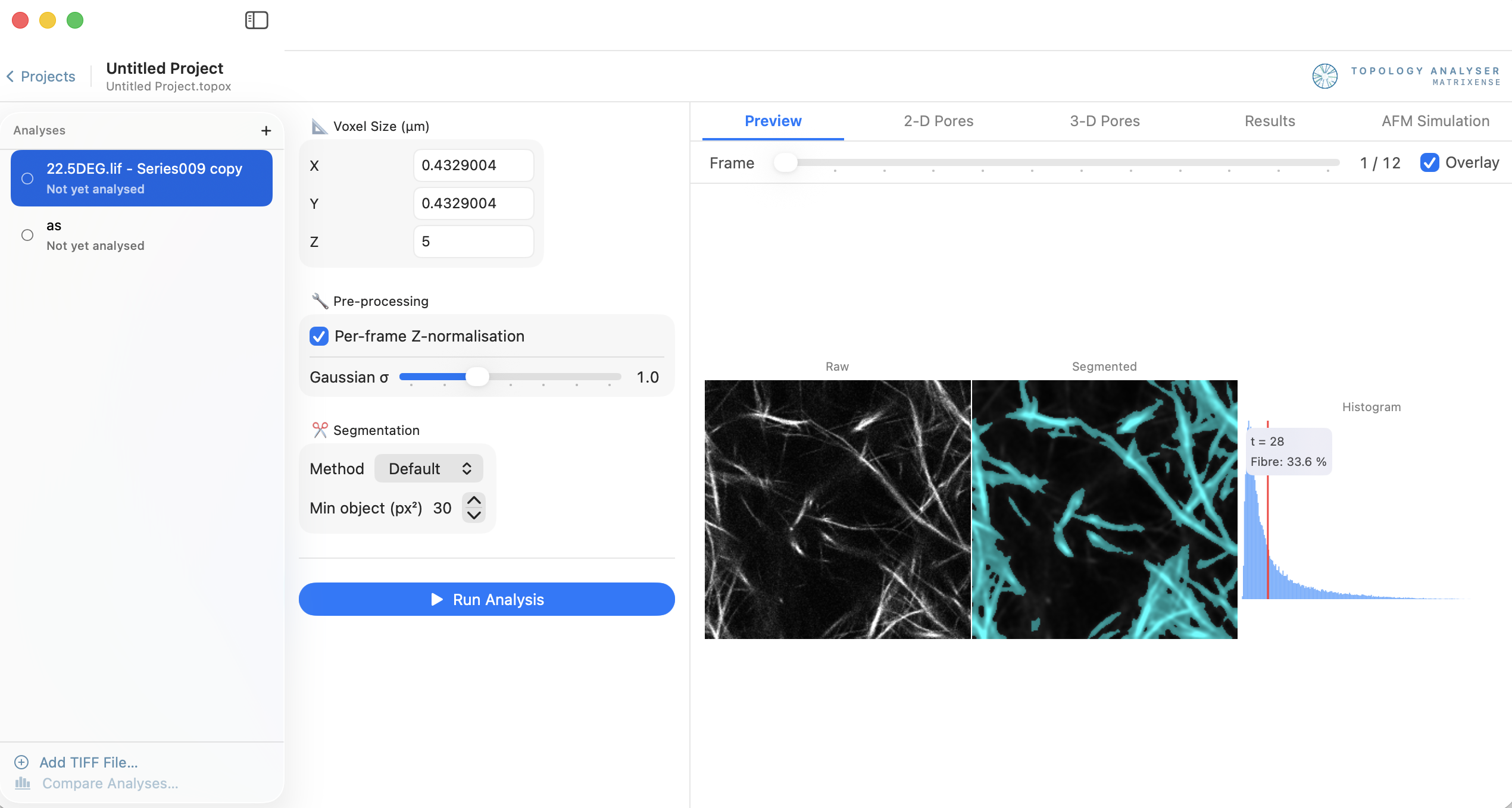 Topology Analyser software UI